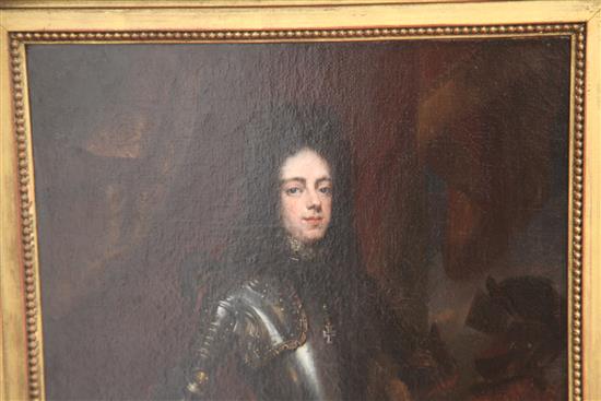 Follower of Caspar Netscher (1639-1684) Portrait of a Nobleman, 16 x 13in. ex Collection Earl of Rosebery